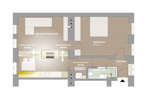 Apartment M&T Floor plan, © cy architecture, Photographer: cy architecture