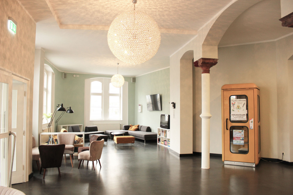 The foyer of the Hostel which reminds of the former post office building., © cubus plan gmbh, Photographer: cubus plan gmbh