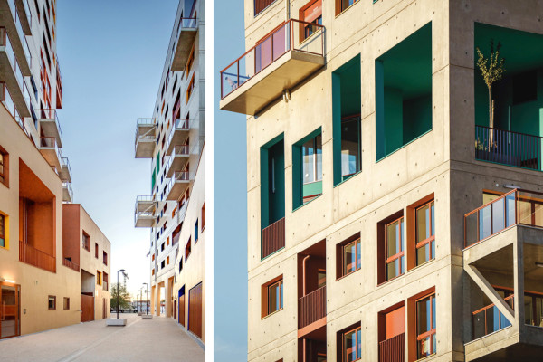 Each tower is structured in three distinct parts, creating three vertical readings to support its integration into three different contexts: the street, the city, and the sky., Picturerights © Nicolas Grosmond Each tower is structured in three distinct parts, creating three vertical readings to support its integration into three different contexts: the street, the city, and the sky., Picturerights © Nicolas Grosmond
