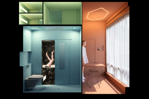 Longitudinal section: the four spaces of the Cabanon: 1) kitchen / living room, 2) shower / wc, 3) spa, and 4) bedroom (storage)., Picturerights © STAR-BOARD | Picture © -