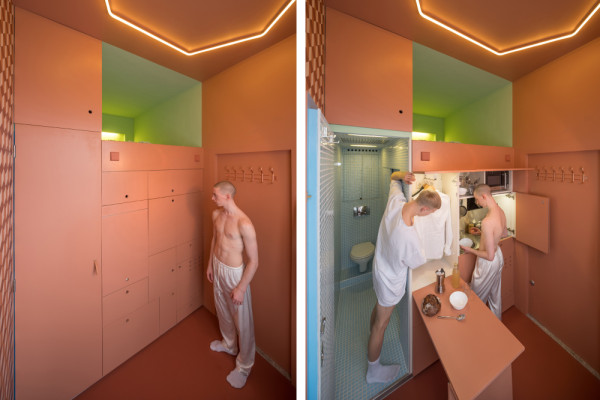 Living room / kitchen: A fully equipped kitchen unfolds behind the cabinets., Picturerights © Ossip van Duivenbode
