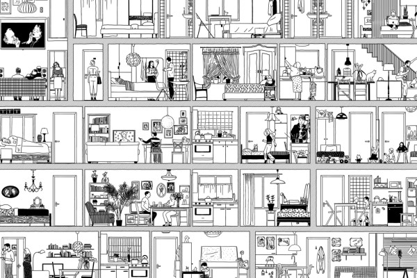 Zoom on the ‘Generative’ Section: the Design Principles converge into new housing typologies organised within an ‘ideal’ section. Inspired by Bertall’s 1845 lithography 'Five Floors of the Parisian World', each unit represents a real-life situation., Picturerights © STAR strategies + architecture | Picture © - Zoom on the ‘Generative’ Section: the Design Principles converge into new housing typologies organised within an ‘ideal’ section. Inspired by Bertall’s 1845 lithography 'Five Floors of the Parisian World', each unit represents a real-life situation., Picturerights © STAR strategies + architecture | Picture © -