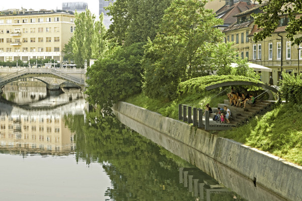 The view of the pavilion from the river Ljubljanica, Picturerights © Breda Bizjak | Picture © Jernej Valenčič The view of the pavilion from the river Ljubljanica, Picturerights © Breda Bizjak | Picture © Jernej Valenčič