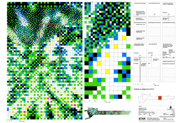 Execution drawing for the ceramic tile composition of the urban mosaic., Picturerights © STAR strategies + architecture | Picture © -